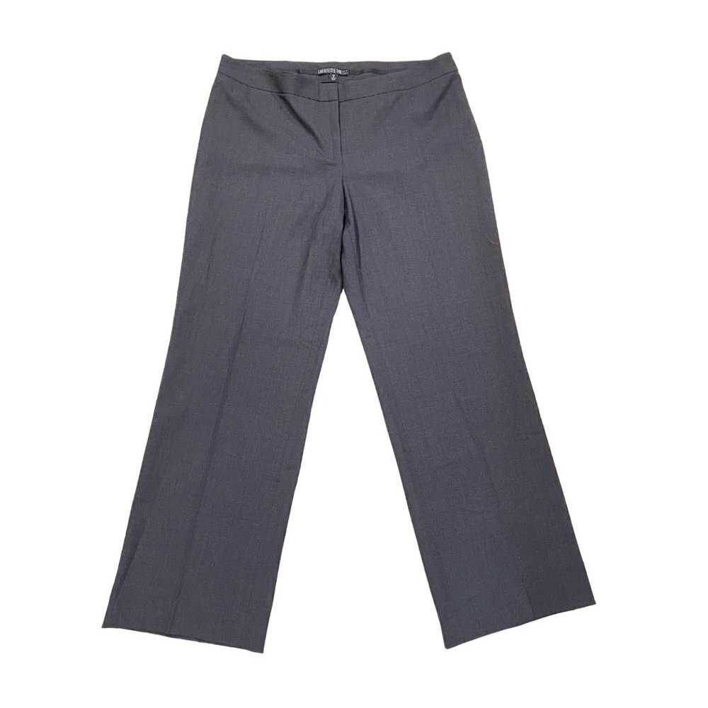 Lafayette 148 New York Wool Stretch Dark Gray Lightweight Trousers Womens 12